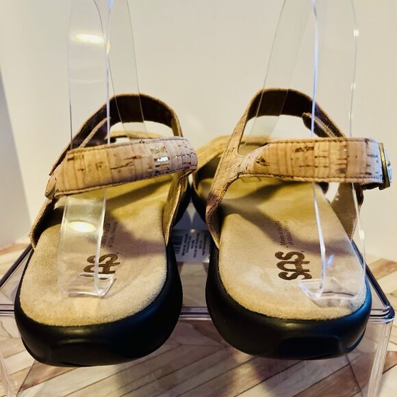 SAS Nudu Heel Strap Sandal Golden Cork Women 9.5 W Gold Metallic Comfort USA - Picture 5 of 9